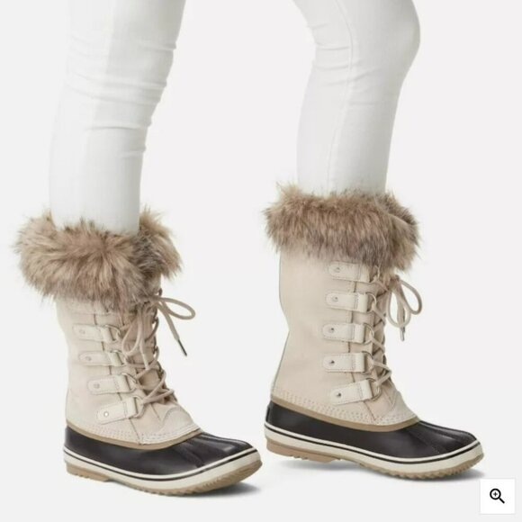 Sorel Joan of Artic Women's Tan Suede Faux Fur Waterproof Winter Boots Size 7 - Picture 1 of 12